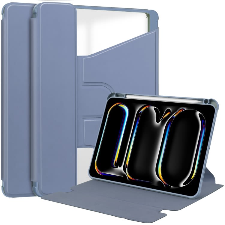 For iPad Pro 11 2024 Transparent Rotation Smart Leather Tablet Case(Lavender)