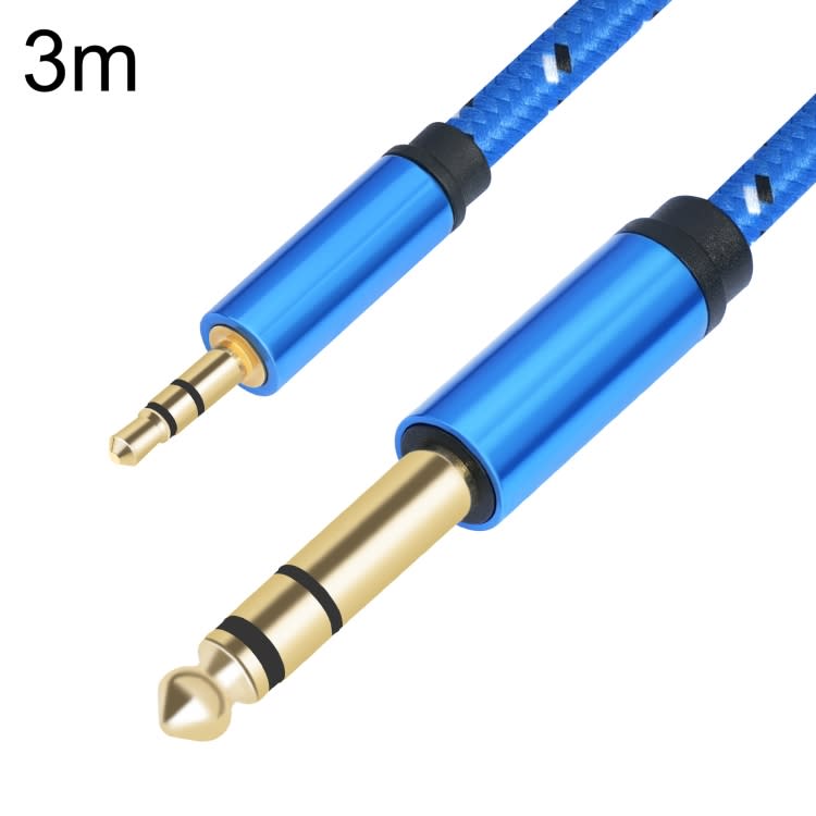 3662-3662BK 3.5mm Male to 6.35mm Male Stereo Amplifier Audio Cable, Length:3m(Blue)