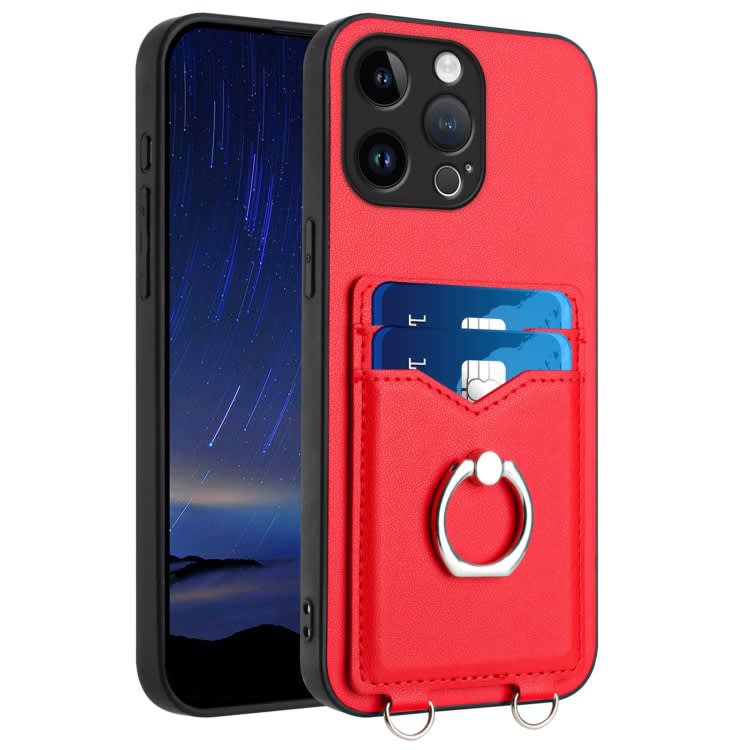 For iPhone 14 Pro Max R20 Ring Card Holder Phone Case(Red)