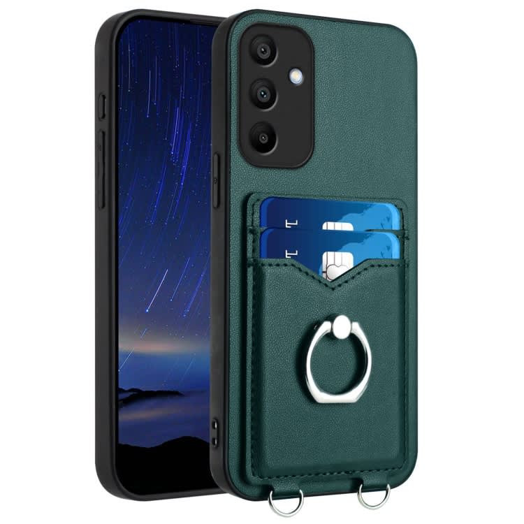 For Samsung Galaxy A15 4G Global R20 Ring Card Holder Phone Case(Green)