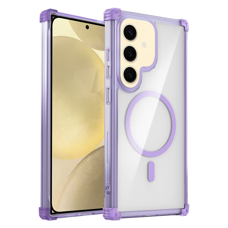 For Samsung Galaxy S24+ 5G Transparent MagSafe Magnetic Phone Case(Purple)