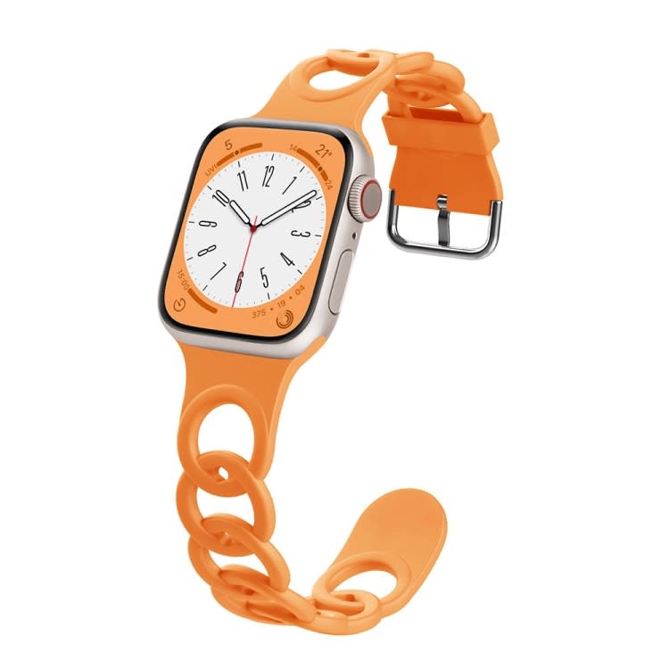 For Apple Watch Series 8 41mm Donut Hollow Silicone Watch Band(Orange)