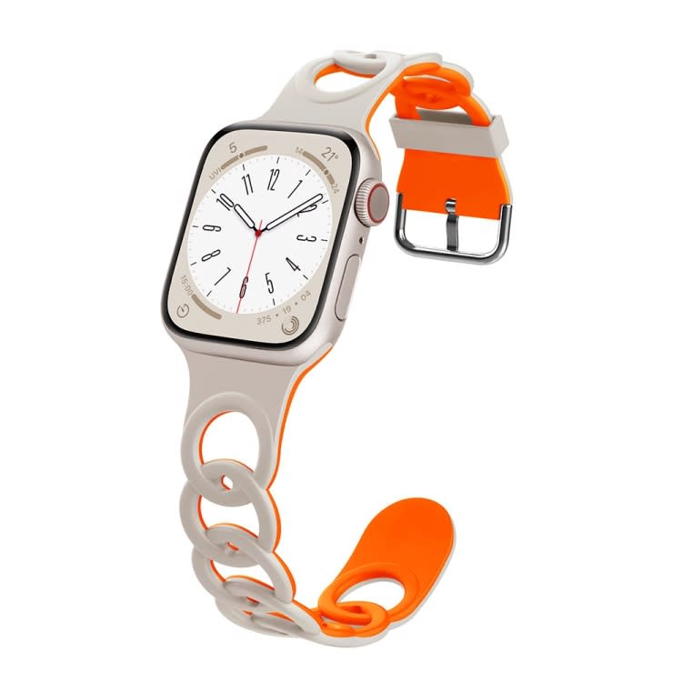 For Apple Watch Series 8 45mm Donut Hollow Silicone Watch Band(Starlight Orange)