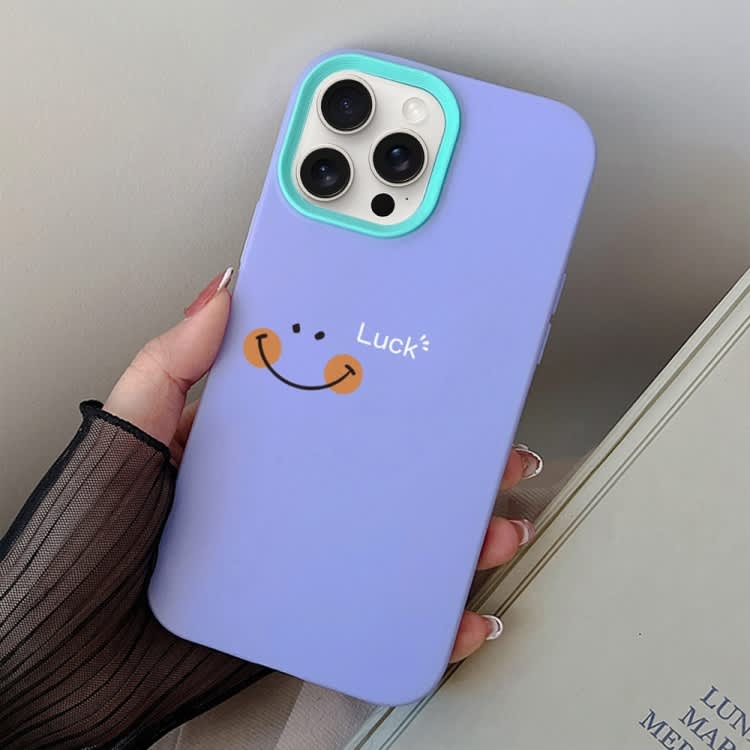 For iPhone 15 Pro Max Smile Face PC Hybrid TPU Phone Case(Purple)