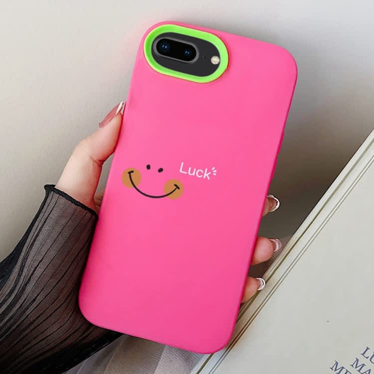 For iPhone 7 Plus / 8 Plus Smile Face PC Hybrid TPU Phone Case(Rose Red)