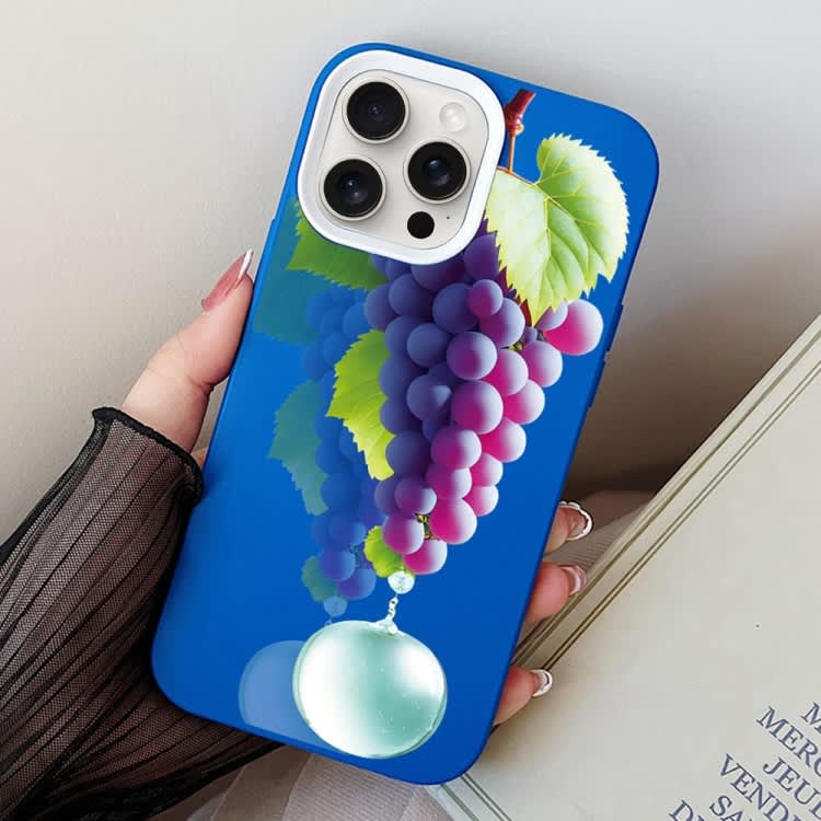 For iPhone 15 Pro Grape Pattern PC Hybrid TPU Phone Case(Blue)