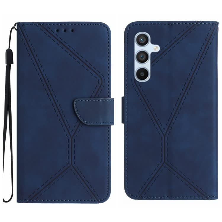 For Samsung Galaxy S24 FE Stitching Embossed Leather Phone Case(Blue)