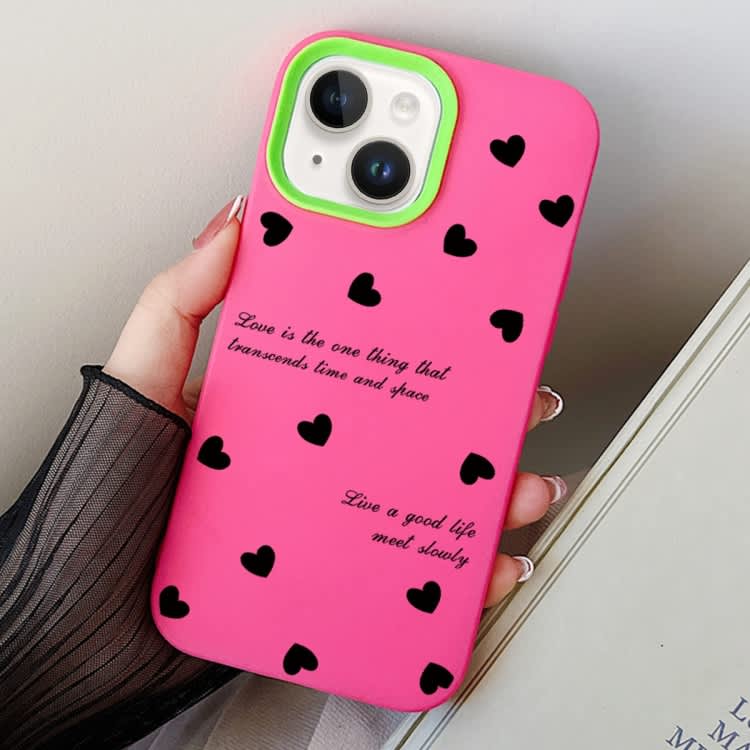 For iPhone 14 Plus Love Hearts PC Hybrid TPU Phone Case(Rose Red)