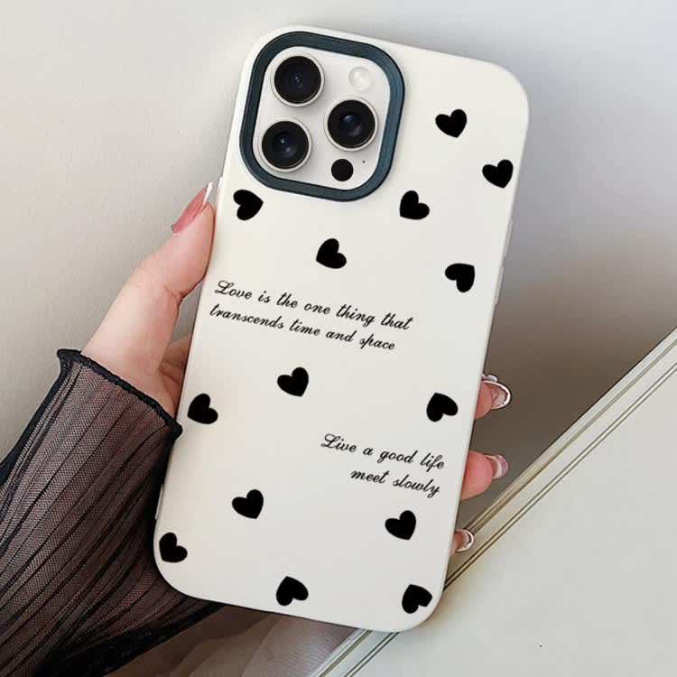 For iPhone 14 Pro Max Love Hearts PC Hybrid TPU Phone Case(White)