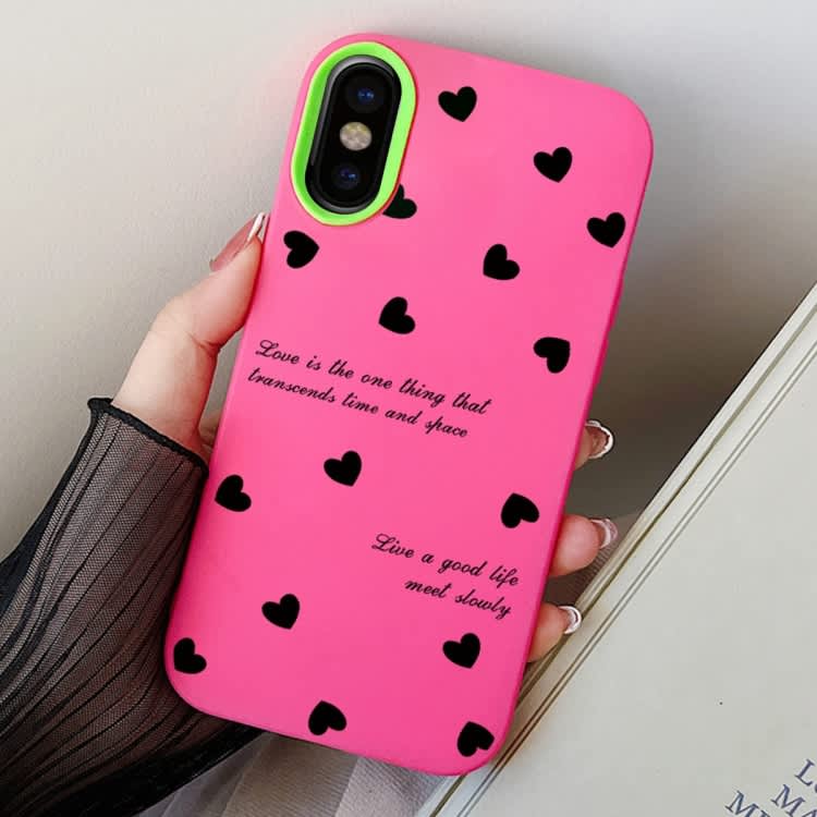 For iPhone X / XS Love Hearts PC Hybrid TPU Phone Case(Rose Red)