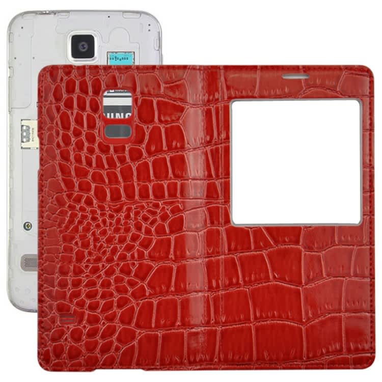 For Galaxy S5 / G900 Crocodile Texture Flip Leather Case + Plastic  Back Cover with Call Display ID