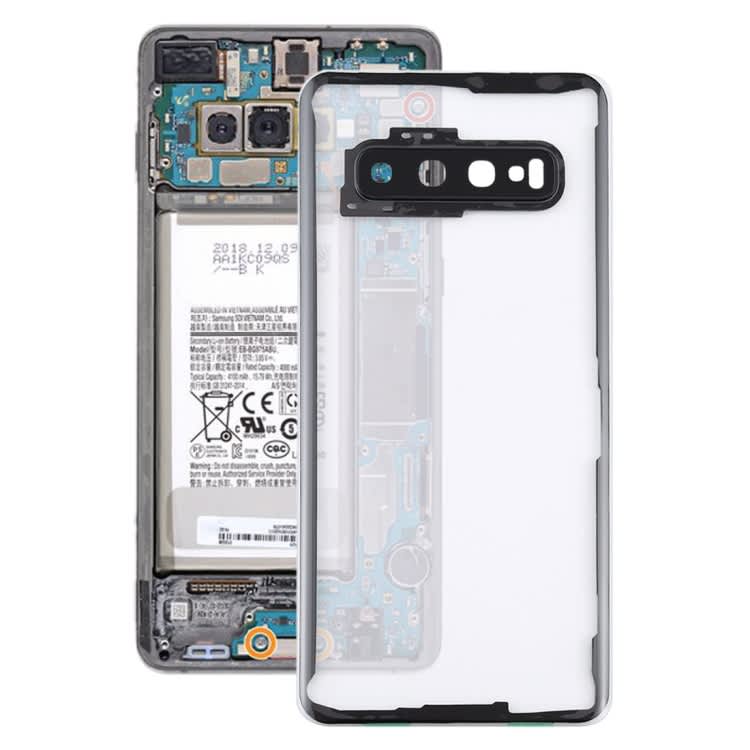 For Samsung Galaxy S10 G973F/DS G973U G973 SM-G973 Transparent Battery Back Cover with Camera Lens