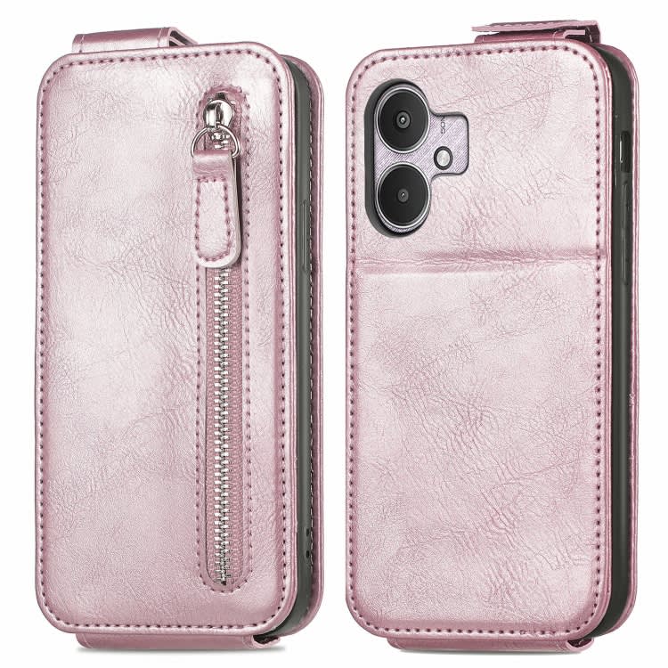 For Xiaomi Redmi 13C 5G Zipper Wallet Vertical Flip Leather Phone Case(Pink)
