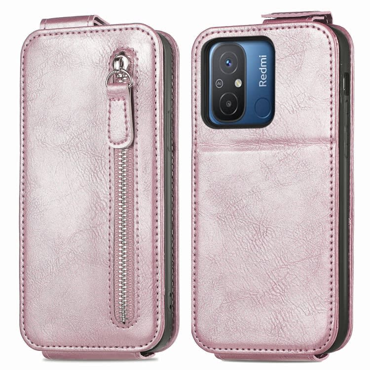 For Xiaomi Redmi 12C Zipper Wallet Vertical Flip Leather Phone Case(Pink)