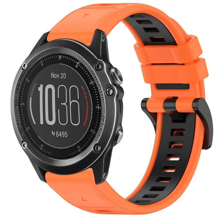 For Garmin Fenix 3 / Fenix 3 HR / Sapphire Sports Two-Color Quick Release Silicone Watch Band(Orang