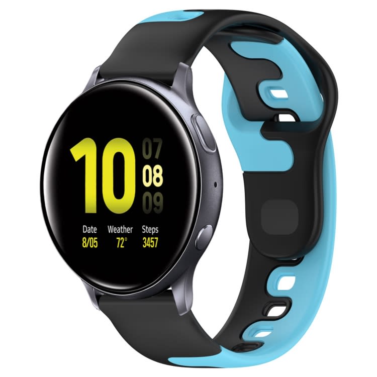 For Samsung Galaxy Watch Active 2 40mm 20mm Double Color Silicone Watch Band(Black+Blue)
