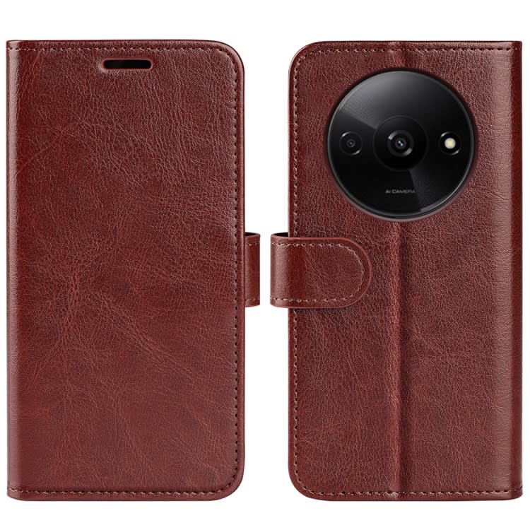 For Xiaomi Redmi Note 13 4G R64 Texture Horizontal Flip Leather Phone Case(Brown)