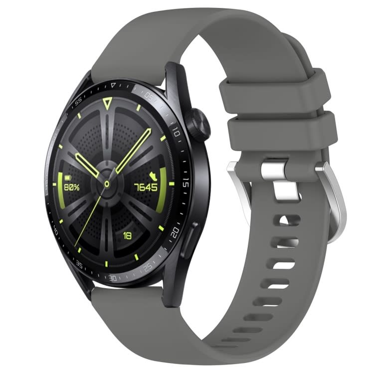For Huawei Watch GT3 46mm 22mm Liquid Glossy Silver Buckle Silicone Watch Band(Dark Gray)