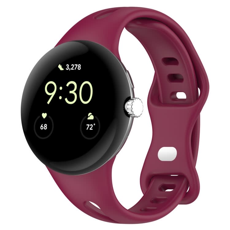 For Google Pixel Watch 2 Small Waist Butterfly Buckle Silicone Watch Band(Wine Red)