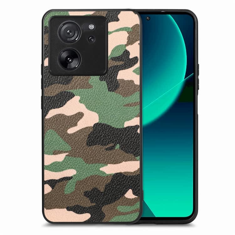 For Xiaomi 13T / 13T Pro Retro Camouflage Leather Back Phone Case(Green)