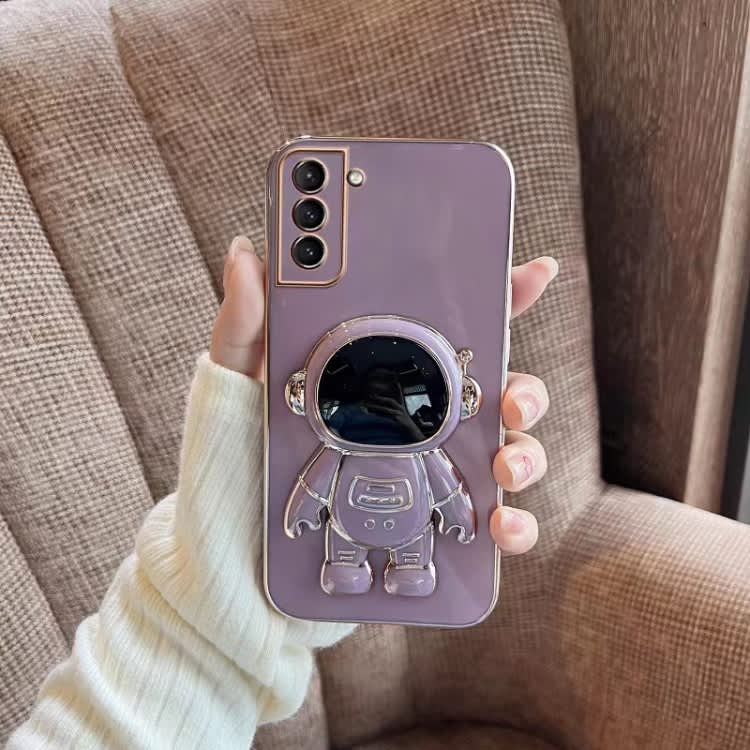 For Samsung Galaxy A05s Electroplating Astronaut Holder Phone Case(Purple)