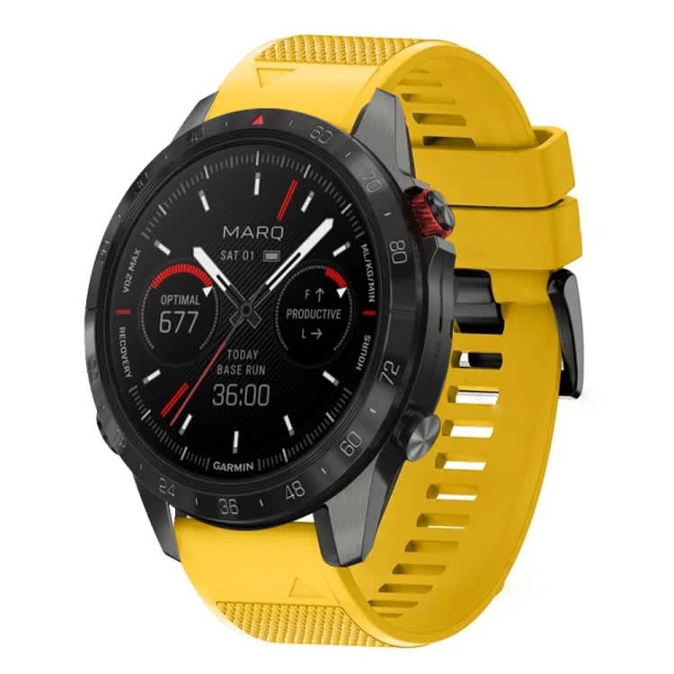 For Garmin MARQ Athlete Gen 2 22mm Quick Release Silicone Watch Band(Yellow)