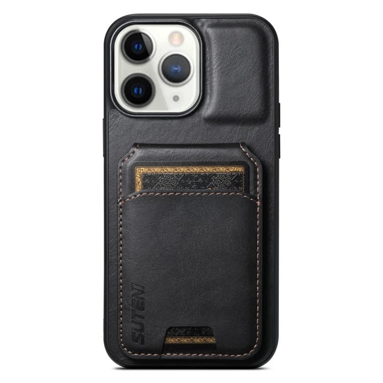 For iPhone 11 Pro Suteni H02 Leather Wallet Stand Back Phone Case(Black)