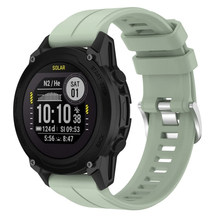 For Garmin Descent G1 Solar 22mm Solid Color Silicone Watch Band(Light Green)