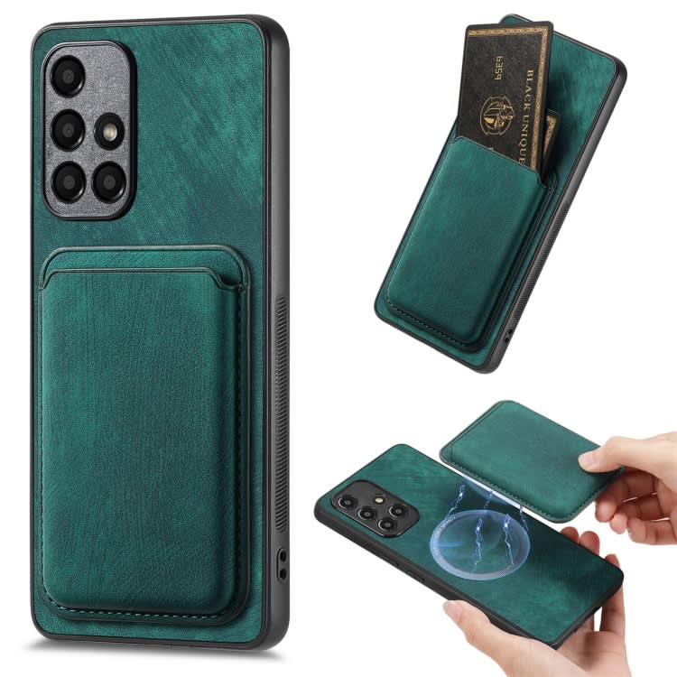 For Samsung Galaxy A71 5G Retro Leather Card Bag Magnetic Phone Case(Green)