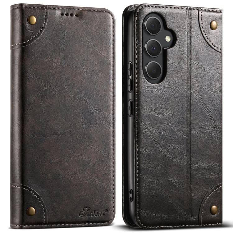 For Samsung Galaxy A34 5G Suteni Baroque Calf Texture Buckle Wallet Leather Phone Case(Black)