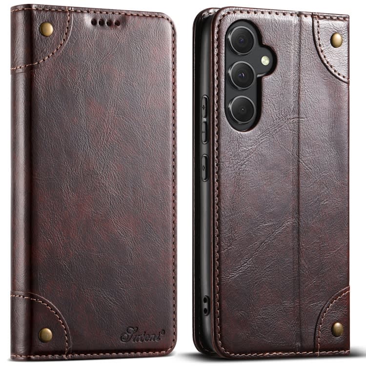 For Samsung Galaxy S23+ 5G Suteni Baroque Calf Texture Buckle Wallet Leather Phone Case(Brown)