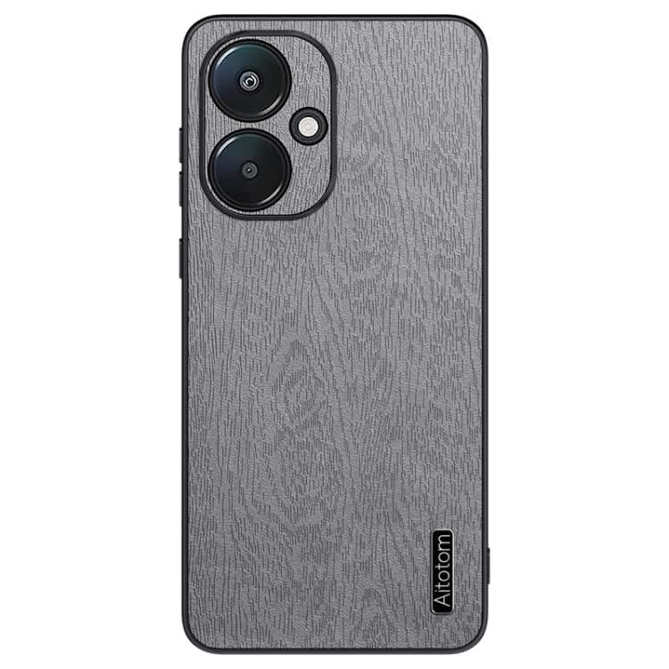 For Xiaomi Redmi 13C 5G Tree Bark Leather Shockproof Phone Case(Grey)