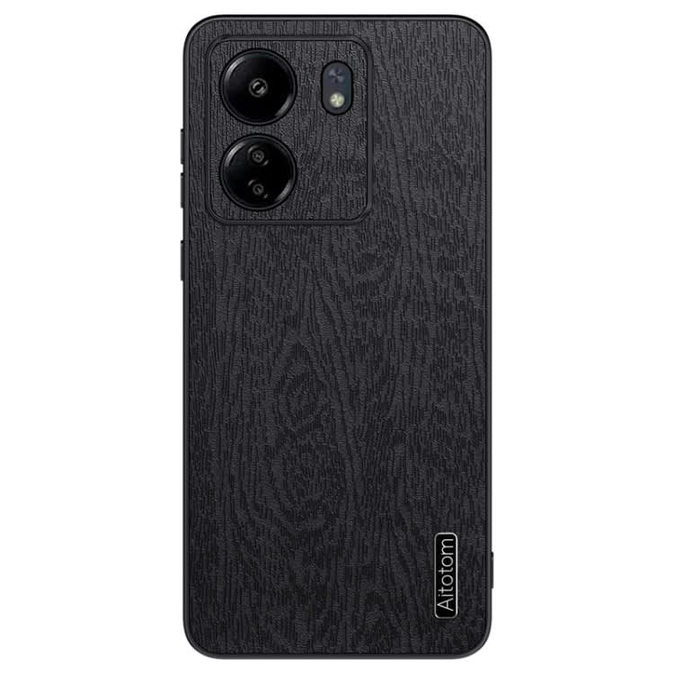 For Xiaomi Redmi 13C Tree Bark Leather Shockproof Phone Case(Black)