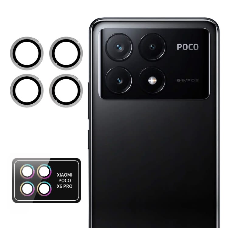 For Xiaomi Poco X6 Pro ENKAY Hat-Prince 9H Rear Camera Lens Aluminium Alloy Tempered Glass Film(Sil