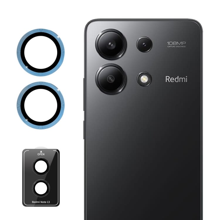 For Redmi Note 13 5G ENKAY Hat-Prince 9H Rear Camera Lens Aluminium Alloy Tempered Glass Film(Blue)