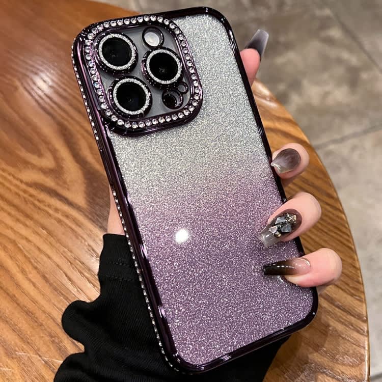 For iPhone 14 Pro Diamond Gradient Glitter TPU Phone Case(Gradient Purple)