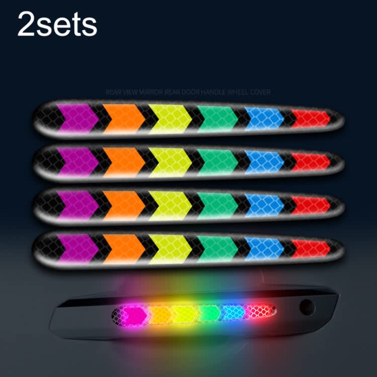 4pcs /Set Car Door Anti-Collision Scrape And Rearview Mirror Colorful Safety Warning Reflective Sti