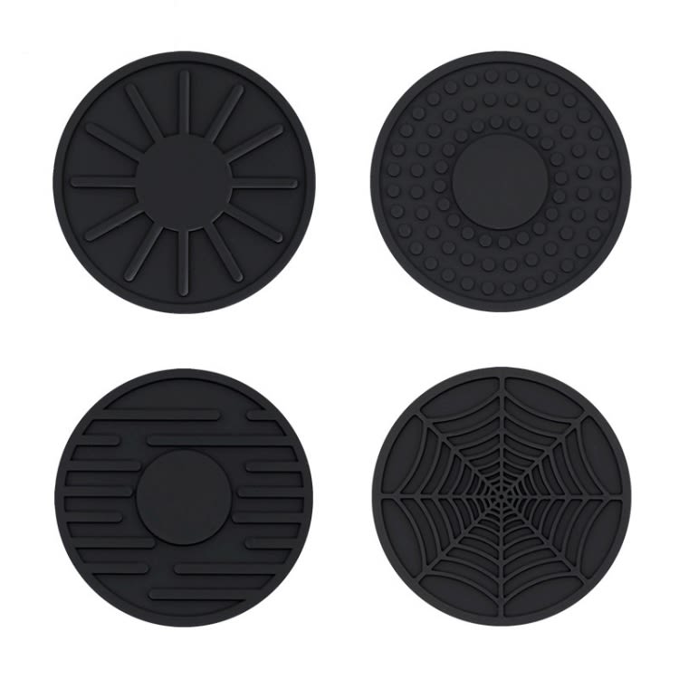 4pcs/set 6.8x0.3cm Car Anti-slip Silicone Water Coaster Storage Interior, Color: Black