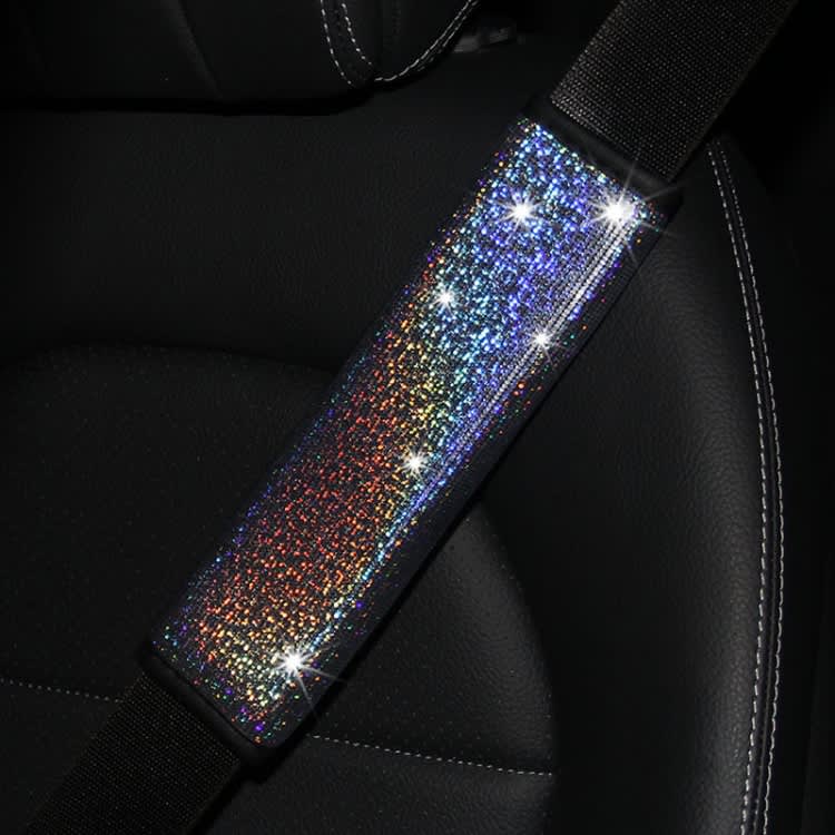 Bling Car Leather Seat Belt Cover Shoulder Pads(Colorful Silver)