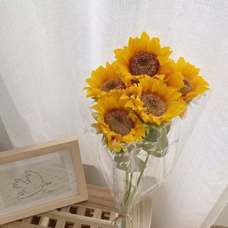 Simulated Flower Arrangement Table Ornament Picnic Photo Props, Style: 5pcs Sunflower Transparent Ba