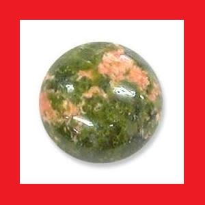UNAKITE - GREEN WITH MOTTLED RED ROUND CABOCHON - 1.60cts