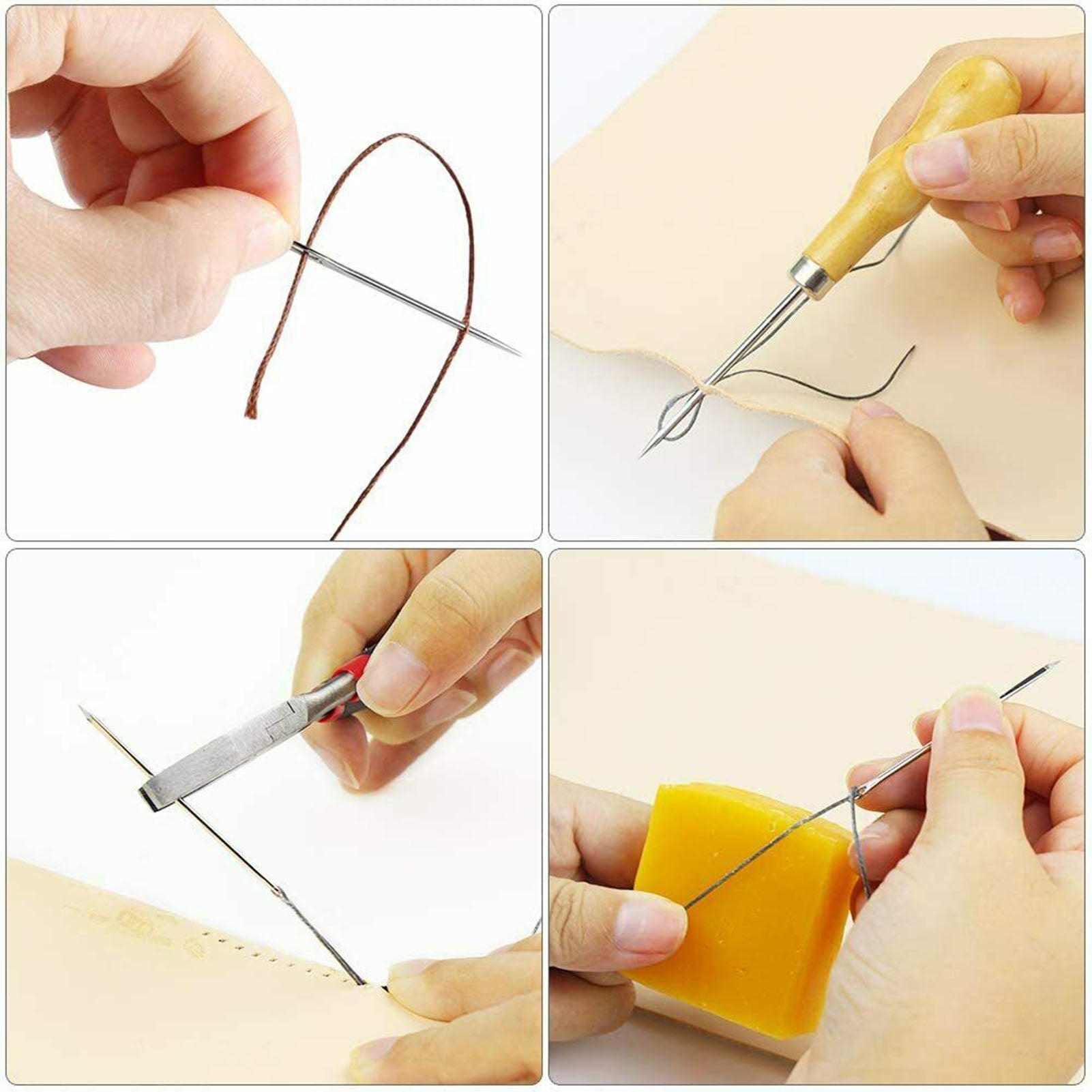 25pcs Leather Sewing Tools Diy Hand Stitching Kit With Groover Awl