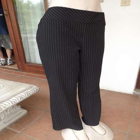 black pants with thin white stripes