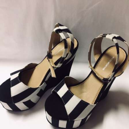 Heels Wedges Black And White Stripe Fabric Covered Wedge Shoes Women Size 4 Ladies Was Listed For R169 00 On 3 Jul At 11 01 By Sandsales In Johannesburg Id 417975535