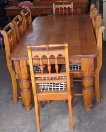 8 Seater Oregon Pine Dining Set Was, Oregon Pine Dining Room Table And Chairs Set Of 4 White