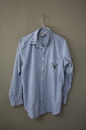 Shirts - Vintage Blue and White Striped Button Up Shirt (Medium) was ...