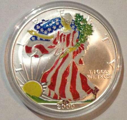 The Americas L K 2000 American Eagle Silver One Dollar In Full Colour 1 Oz Fine Silver Was Sold For R311 01 On 7 Aug At 21 31 By Liberty Coins In Johannesburg Id 108611339