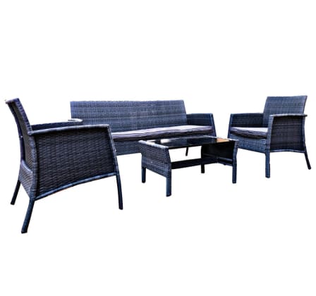 Chairs & Benches - Patio Furniture Ratten Dining Sets 4PCS With Cushion
