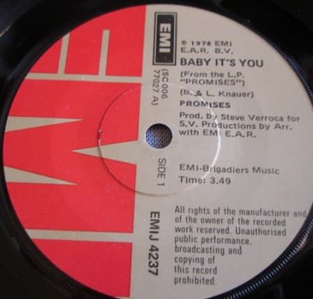 Pop - PROMISES - BABY ITS YOU 1978 (EMIJ 4237) 45 RPM RECORD for sale ...