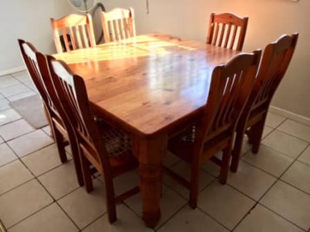 Oregon Pine Table Chairs Dinner Set, Oregon Pine Dining Room Table And Chairs Set